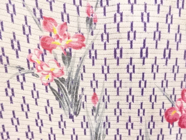  アンティーク　絽草花模様着物